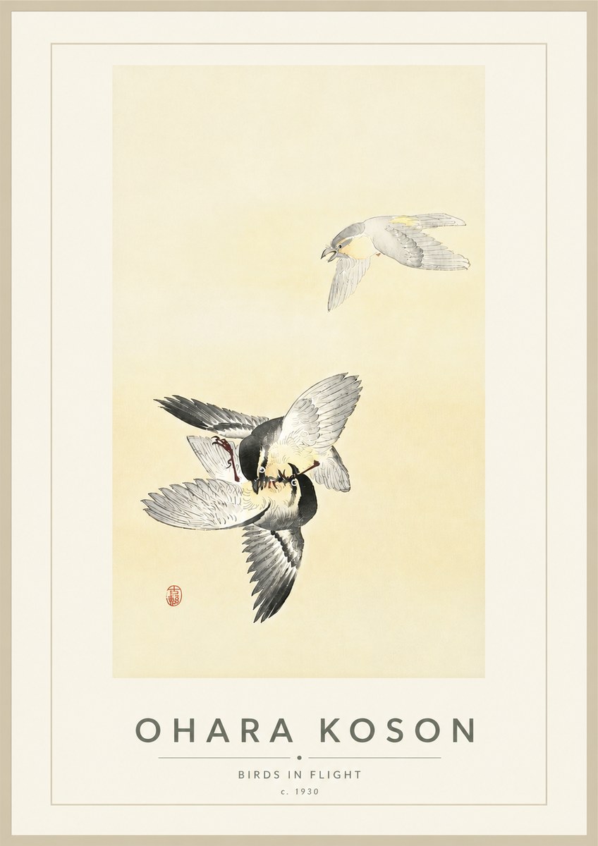Ohara Koson Birds in Flight No4 - Juliste