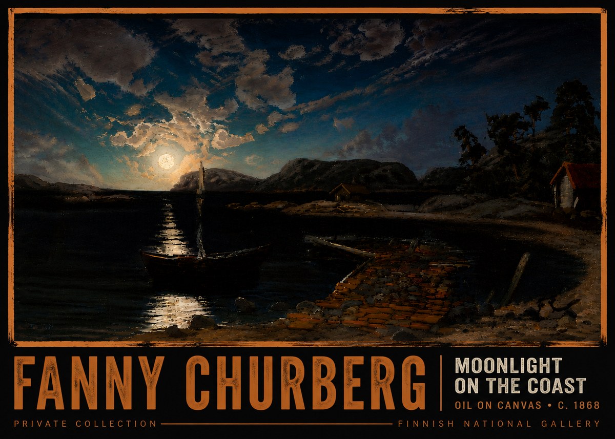 Fanny Churberg Moonlight on the Coast No6 - Juliste