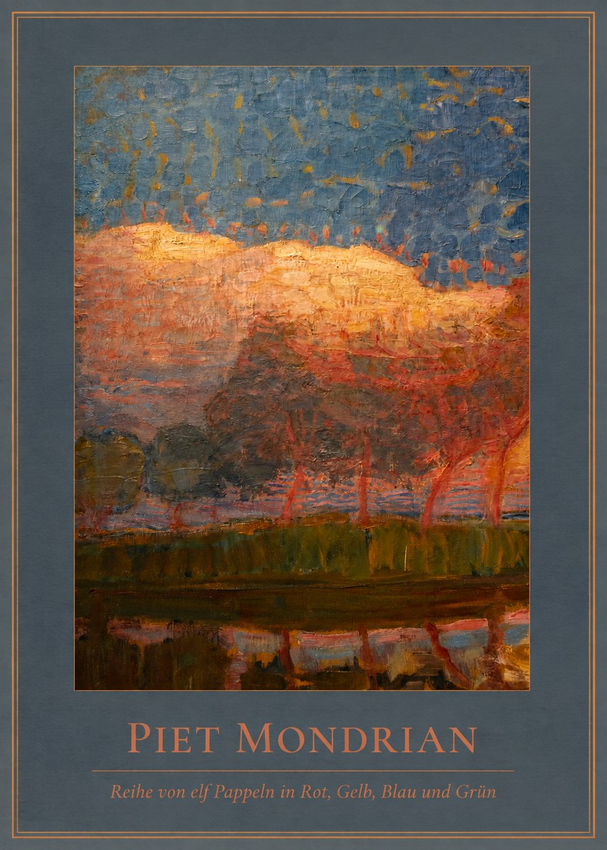Piet Mondrian Reihe Von Elf Pappeln in Rot, Gelb, Blau Und Grün No4 - Juliste