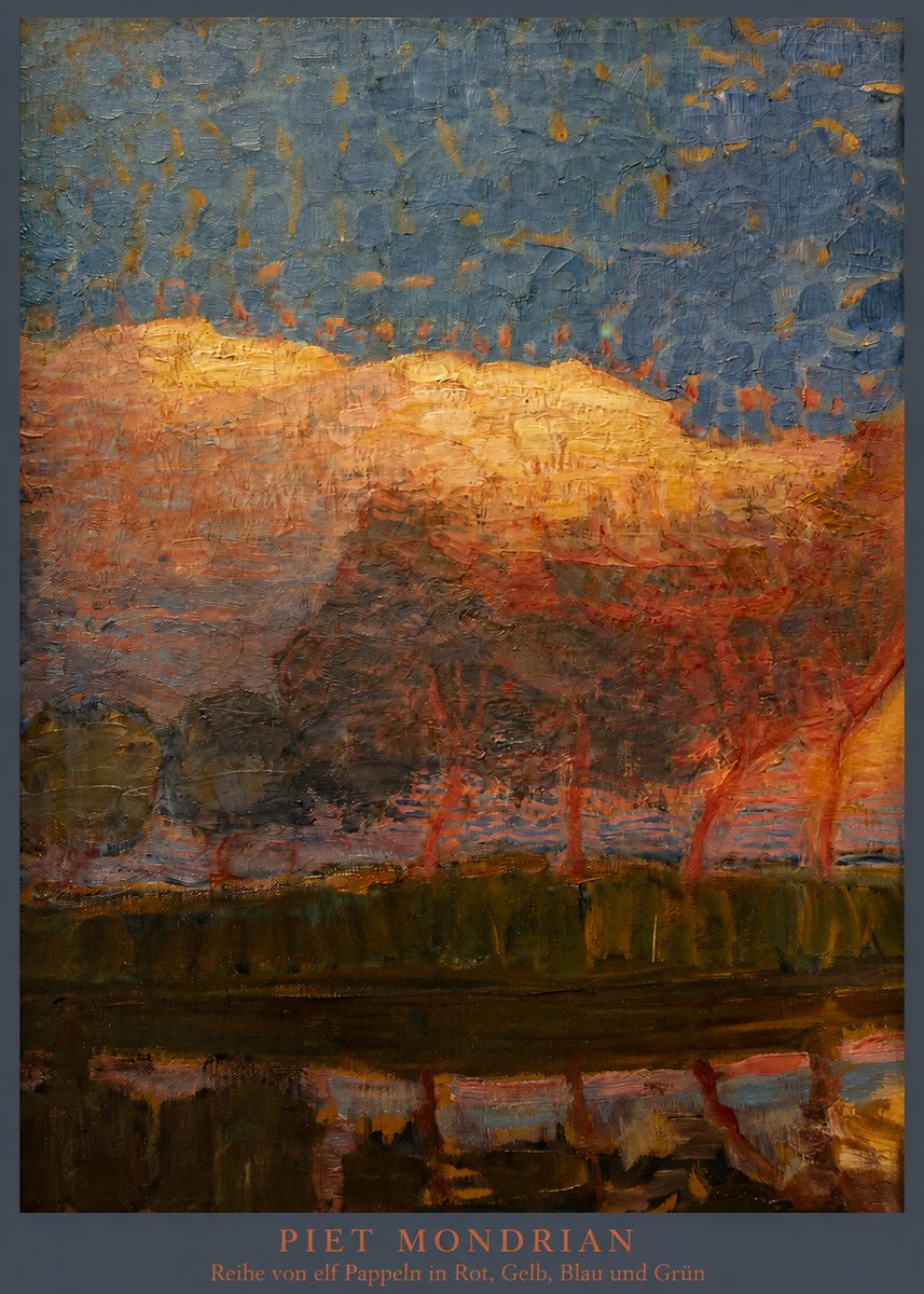 Piet Mondrian Reihe Von Elf Pappeln in Rot, Gelb, Blau Und Grün No5 - Juliste