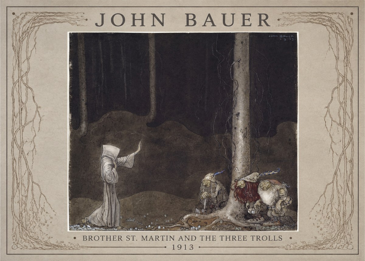 John Bauer Brother St. Martin and the Three Trolls No1 - Juliste