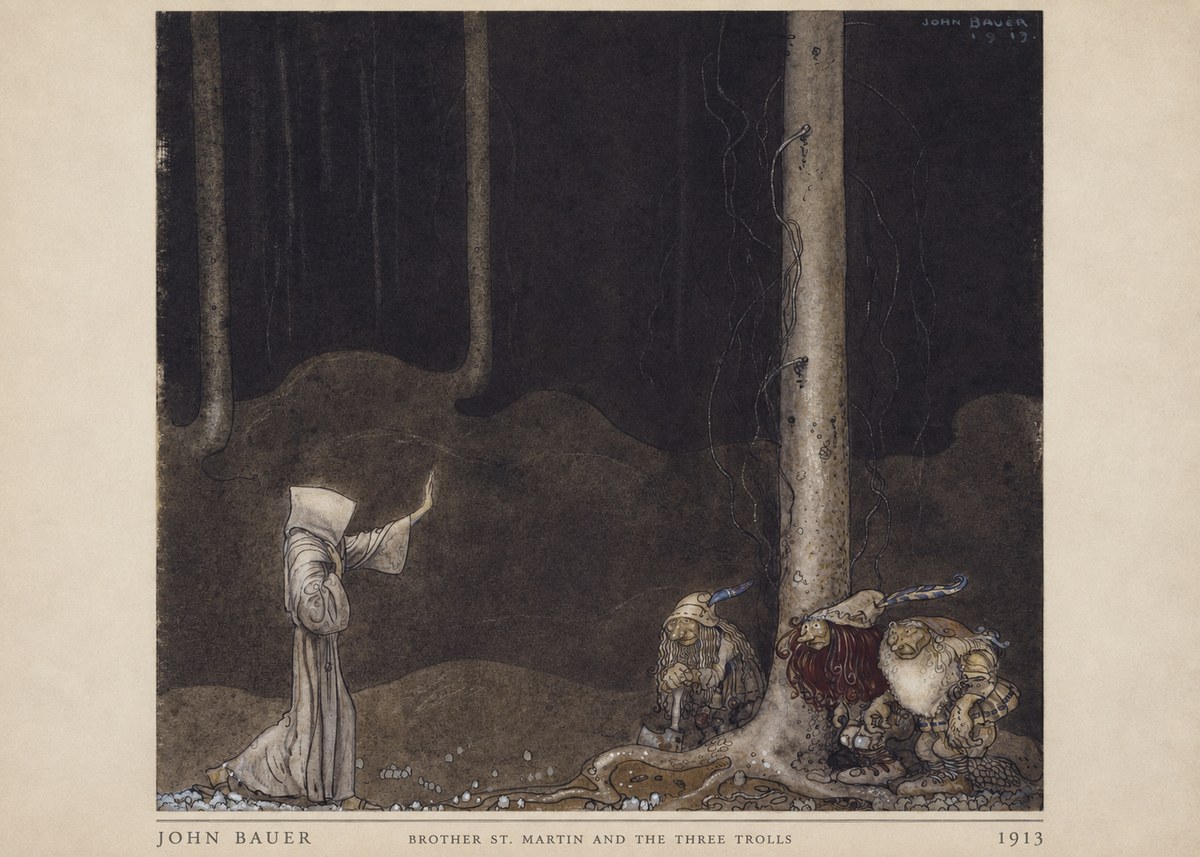 John Bauer Brother St. Martin and the Three Trolls No4 - Juliste