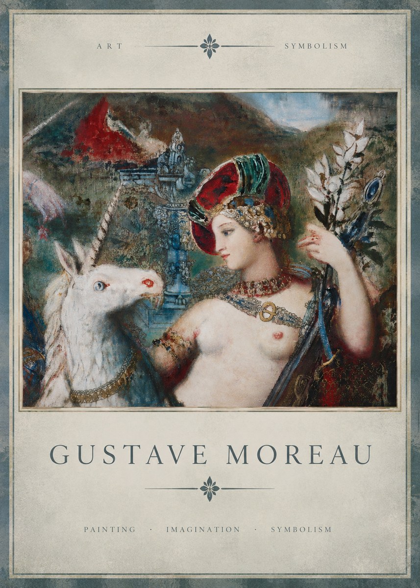 Gustave Moreau The Unicorns I No3 - Juliste