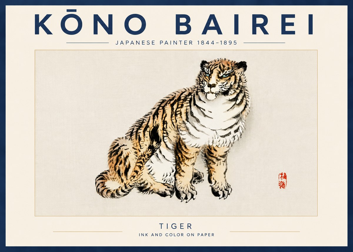 Kōno Bairei Tiger No5 - Juliste