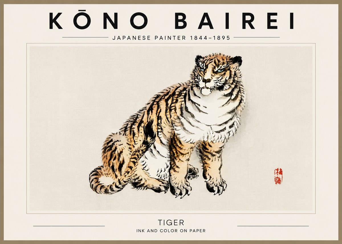 Kōno Bairei Tiger No6 - Juliste