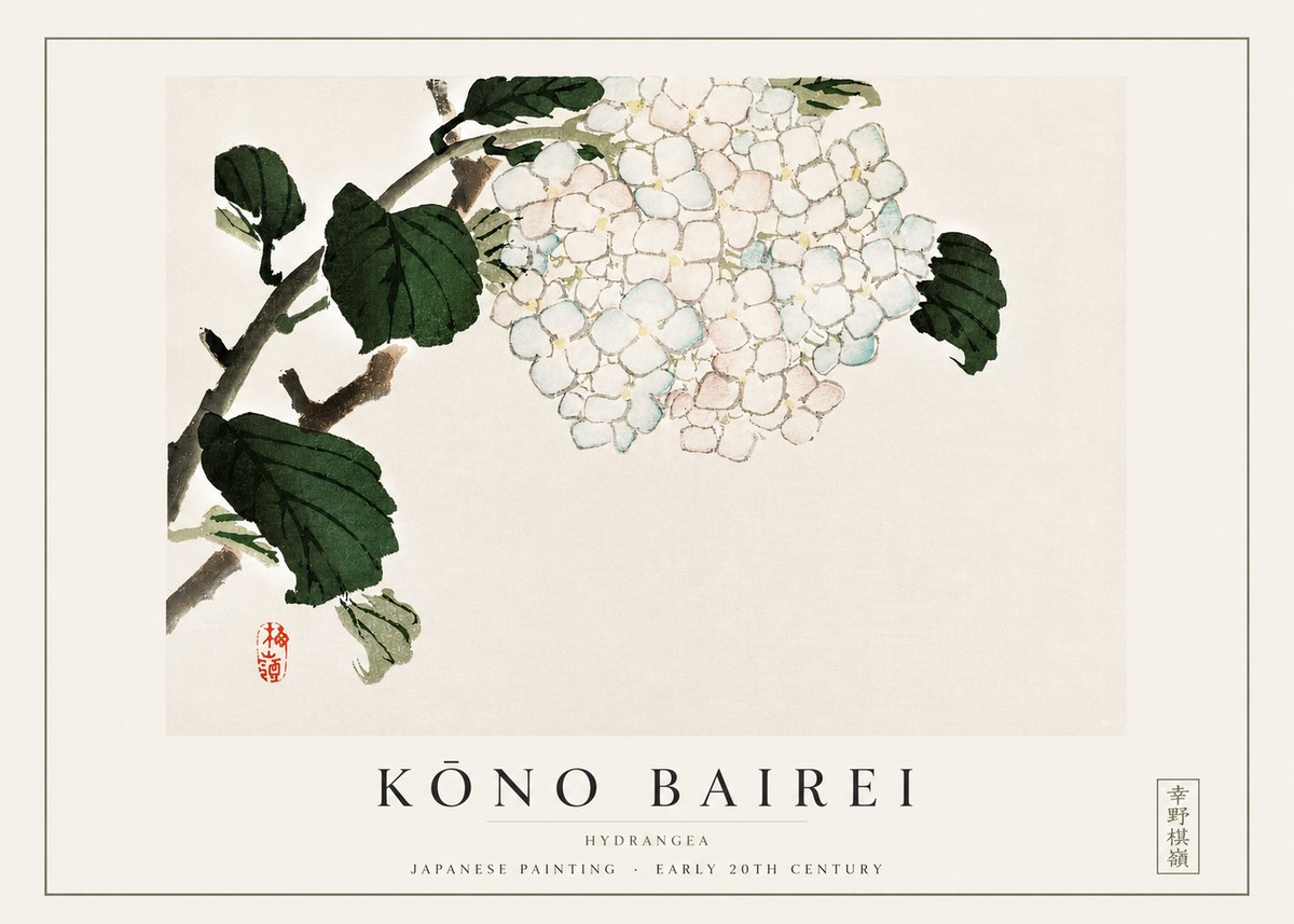 Kōno Bairei Hydrangea No3 - Juliste