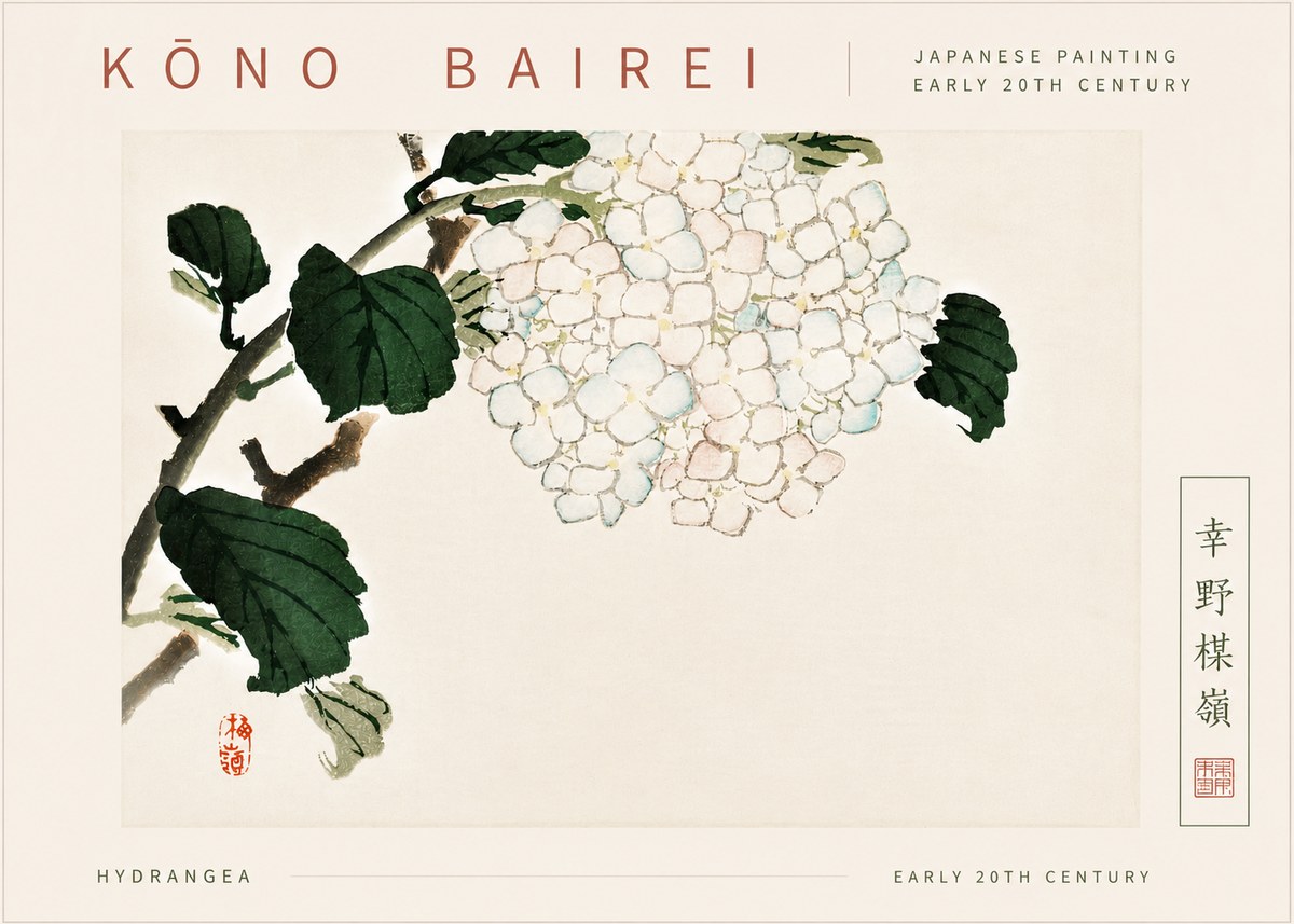 Kōno Bairei Hydrangea No6 - Juliste