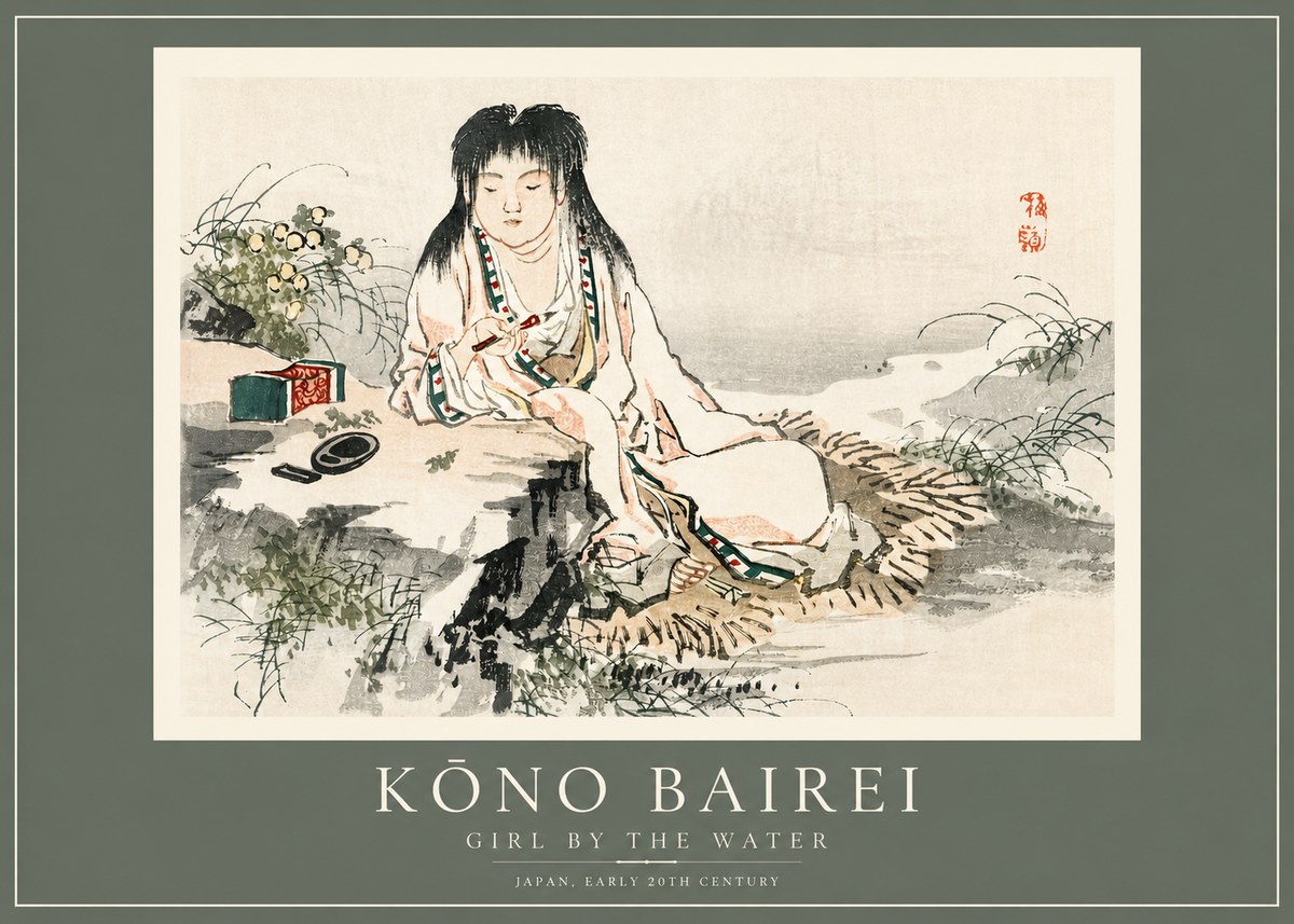 Kōno Bairei Girl by the Water No2 - Juliste