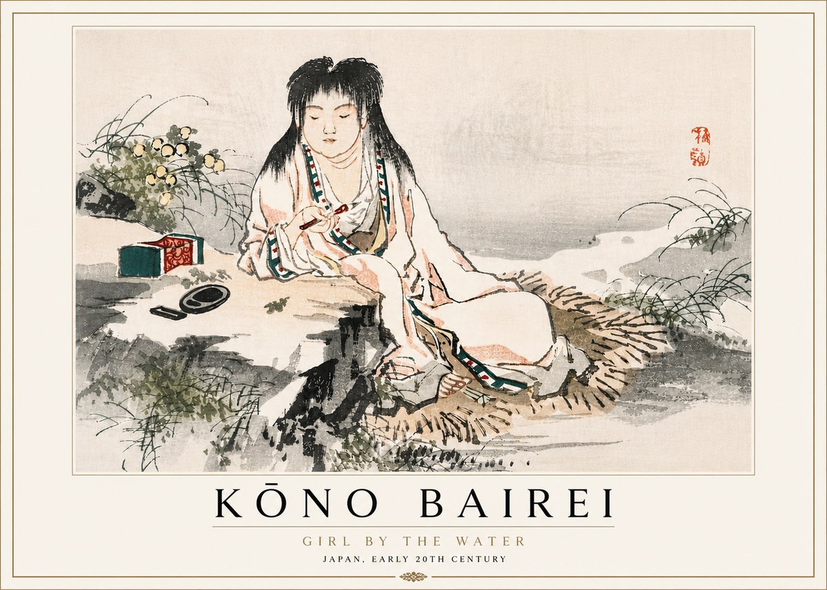 Kōno Bairei Girl by the Water No5 - Juliste
