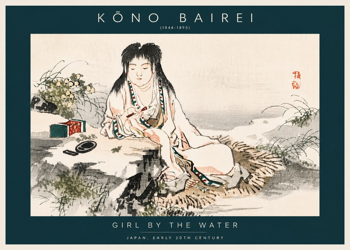 Kōno Bairei Girl by the Water No6 - Juliste