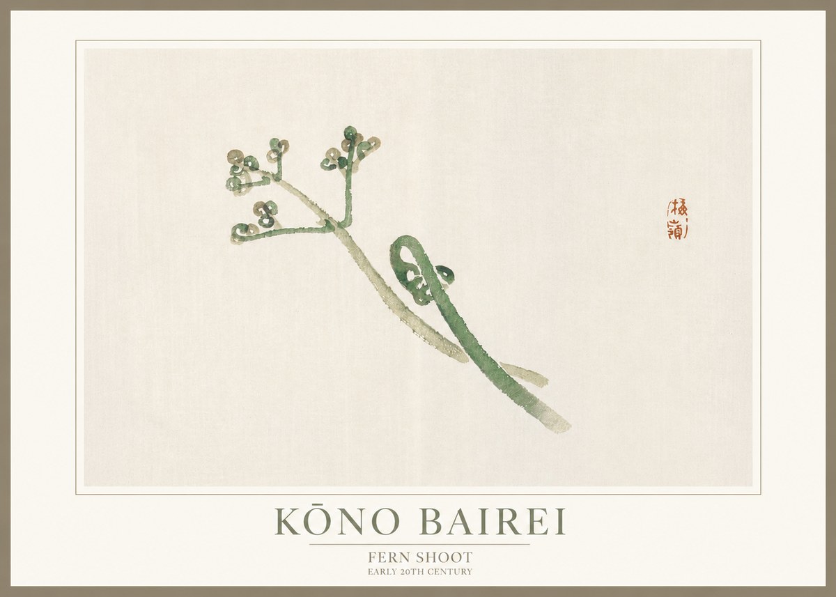 Kōno Bairei Fern Shoot No3 - Juliste