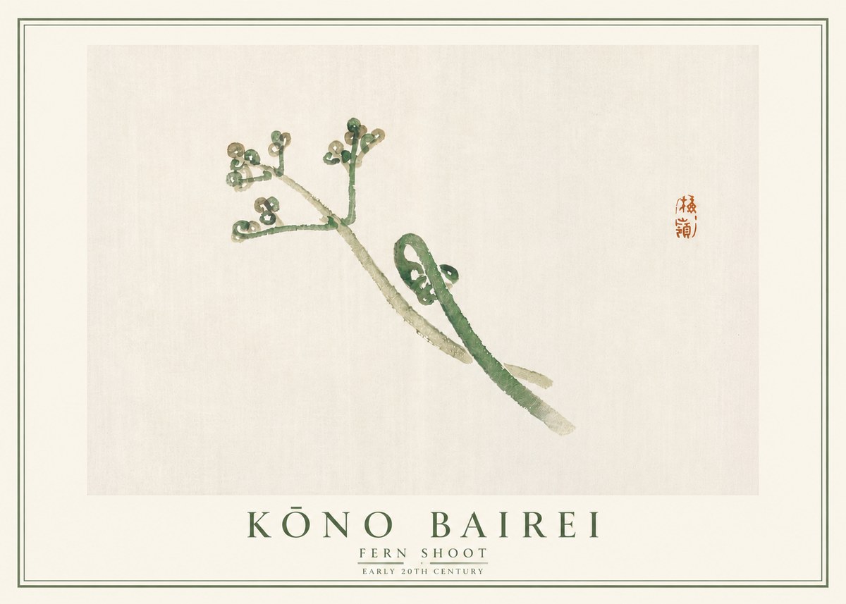 Kōno Bairei Fern Shoot No5 - Juliste