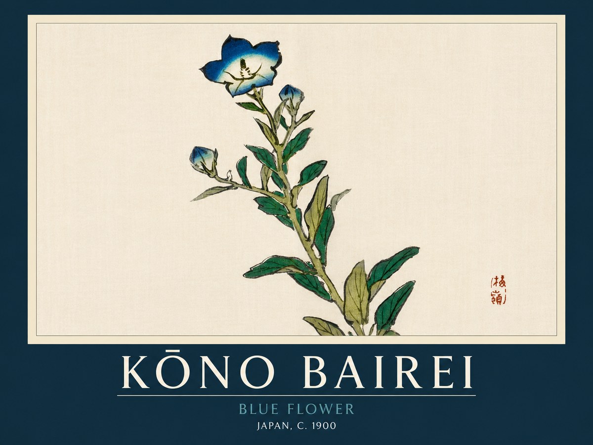 Kōno Bairei Blue Flower No2 - Juliste