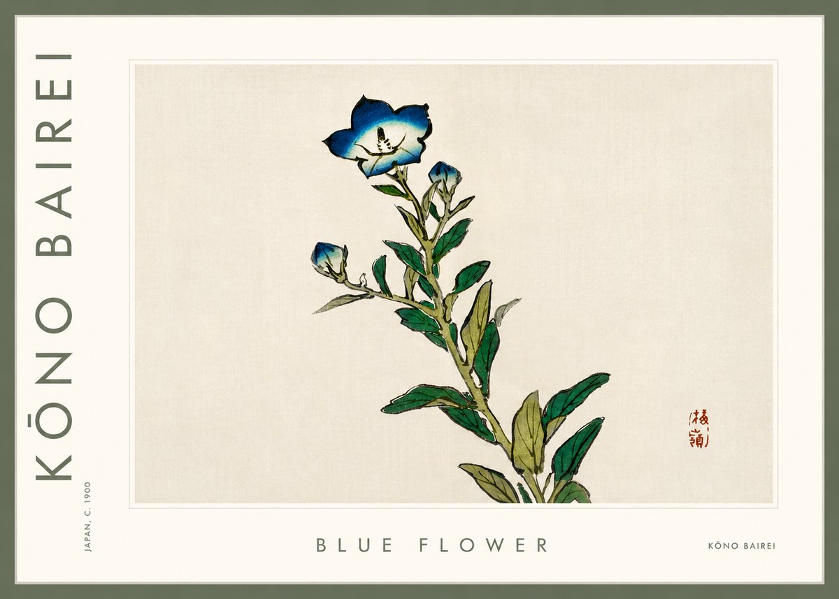 Kōno Bairei Blue Flower No3 - Juliste