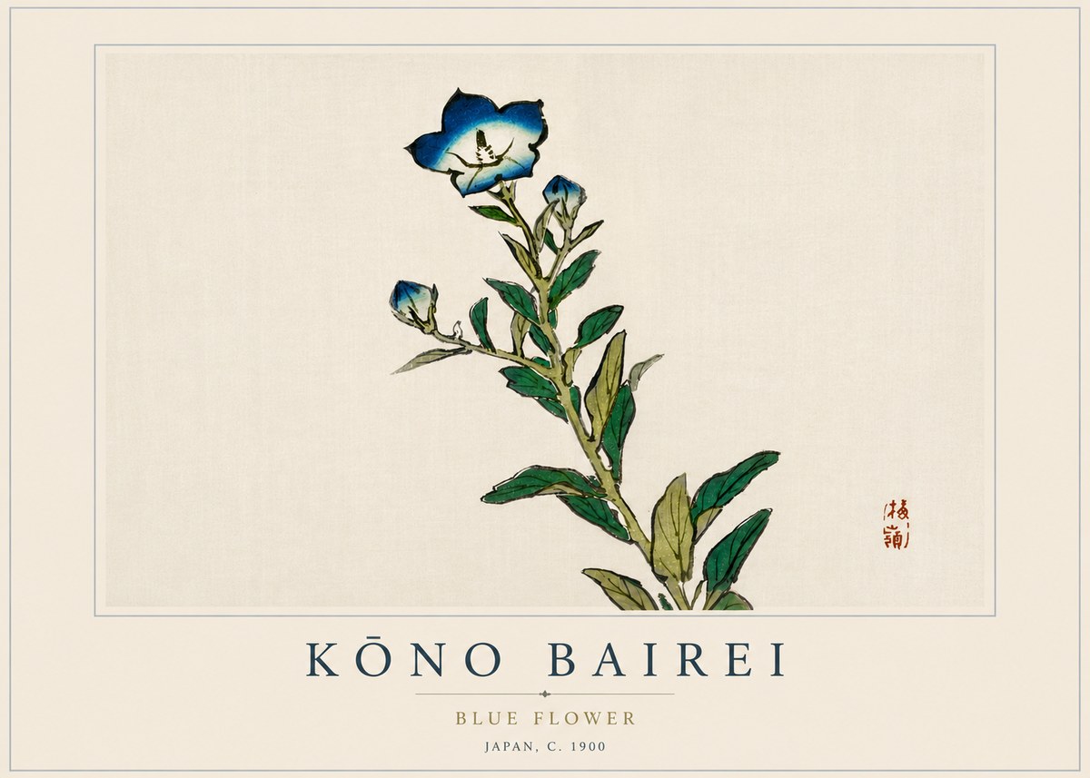 Kōno Bairei Blue Flower No4 - Juliste