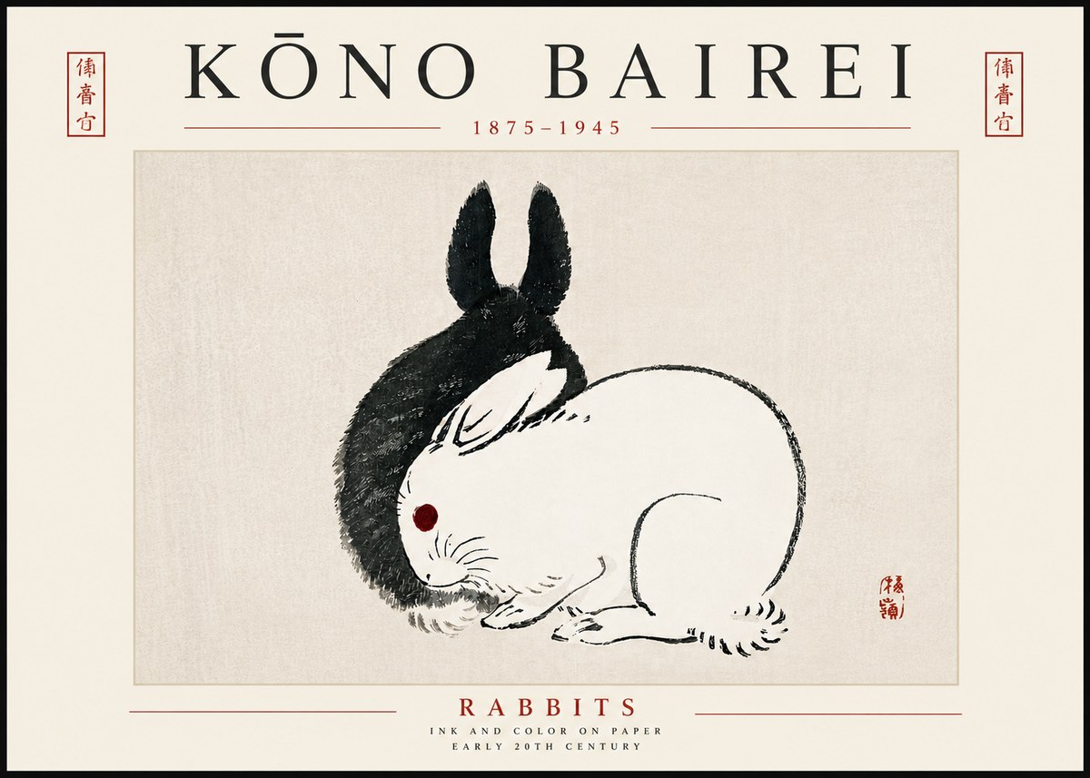Kōno Bairei Rabbits No5 - Juliste