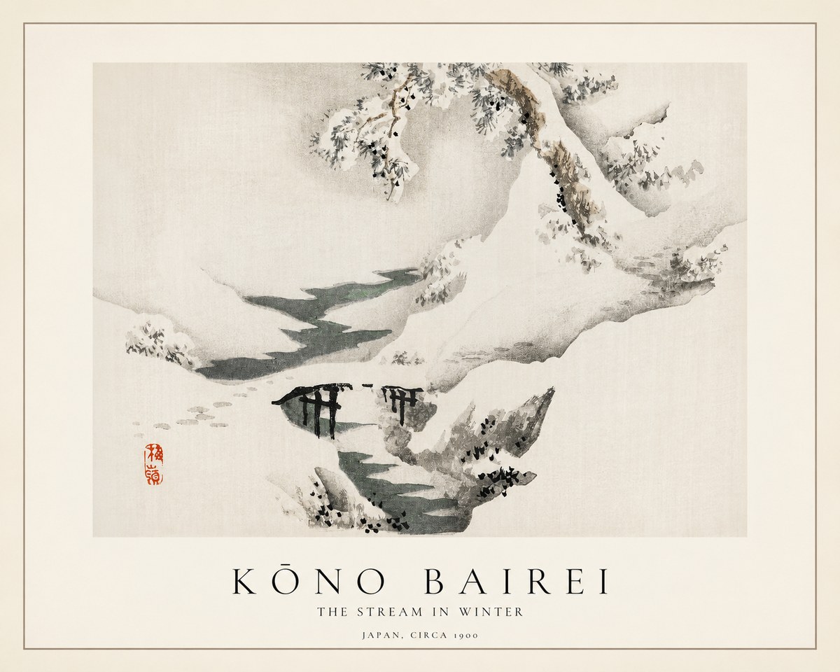 Kōno Bairei The Stream in Winter No1 - Juliste