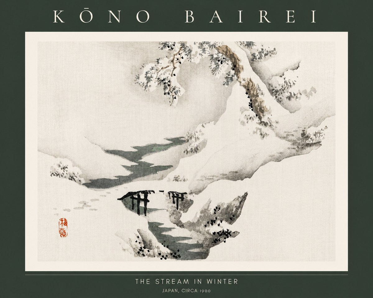 Kōno Bairei The Stream in Winter No2 - Juliste