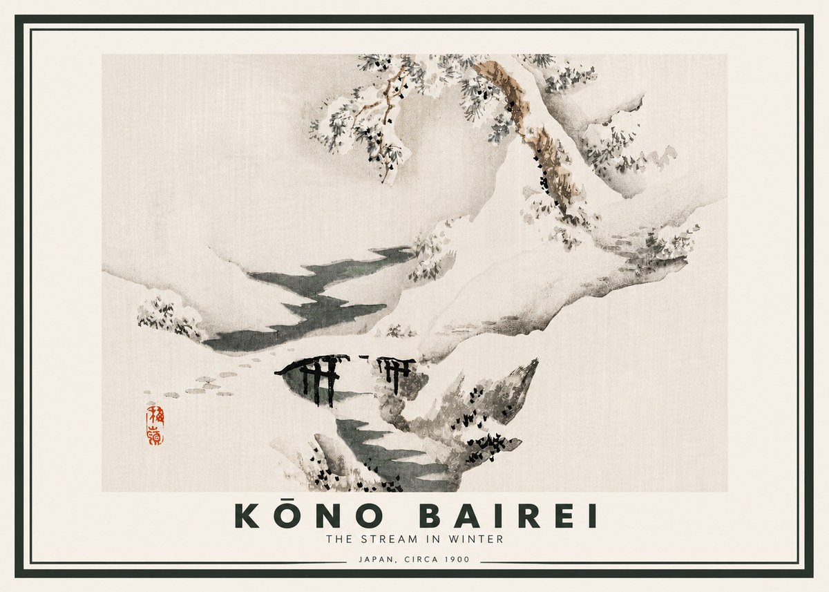 Kōno Bairei The Stream in Winter No4 - Juliste
