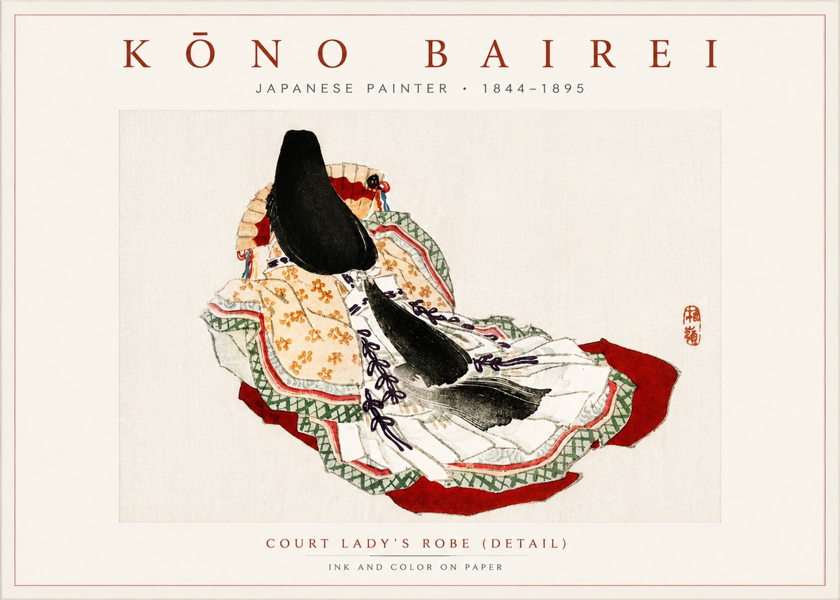 Kōno Bairei Court Lady's Robe (Detail) No6 - Juliste