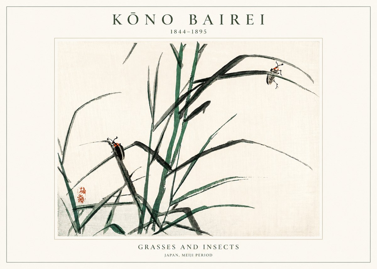 Kōno Bairei Grasses and Insects No1 - Juliste