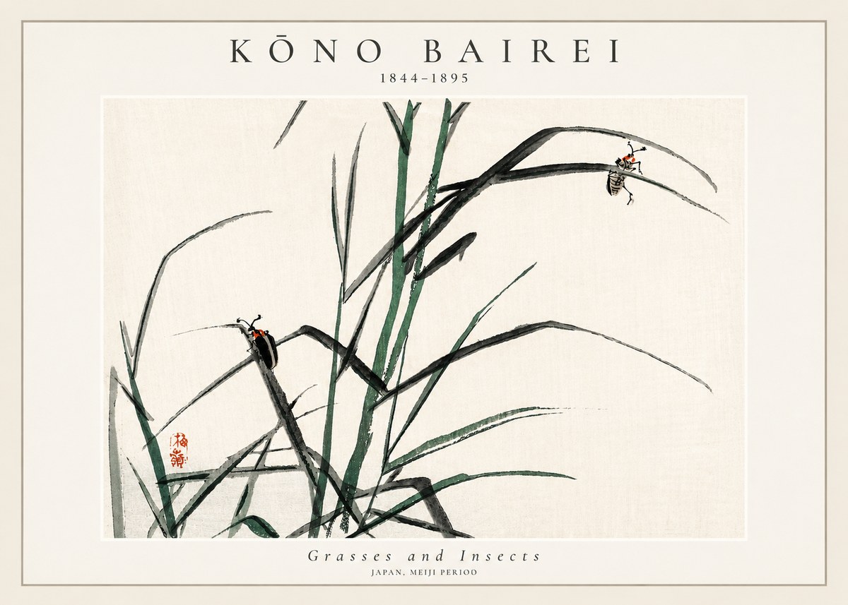 Kōno Bairei Grasses and Insects No3 - Juliste