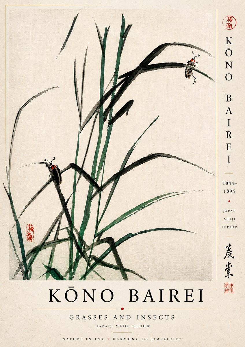 Kōno Bairei Grasses and Insects No5 - Juliste