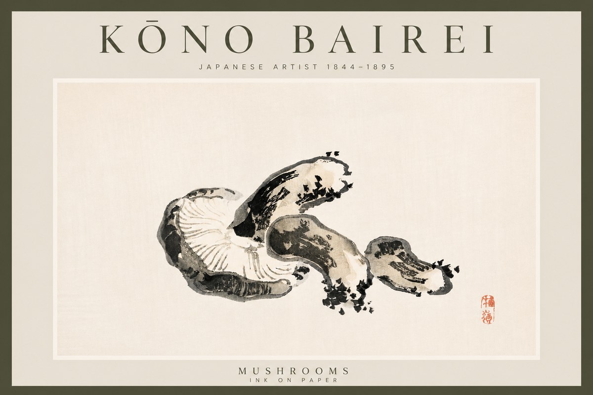 Kōno Bairei Mushrooms No3 - Juliste