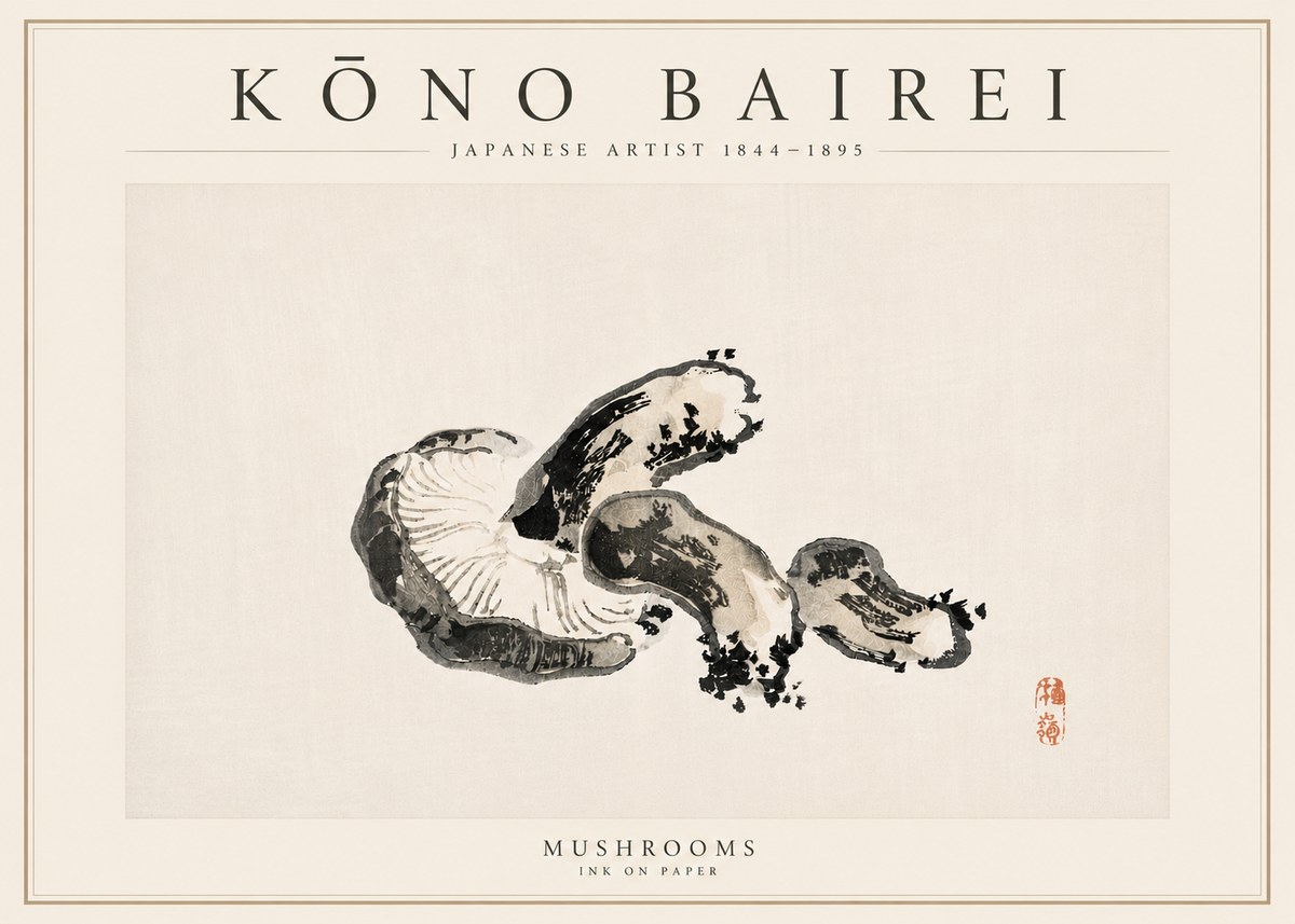 Kōno Bairei Mushrooms No6 - Juliste