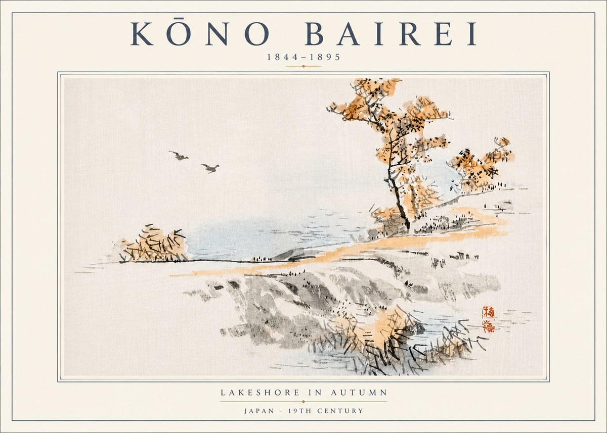 Kōno Bairei Lakeshore in Autumn No4 - Juliste