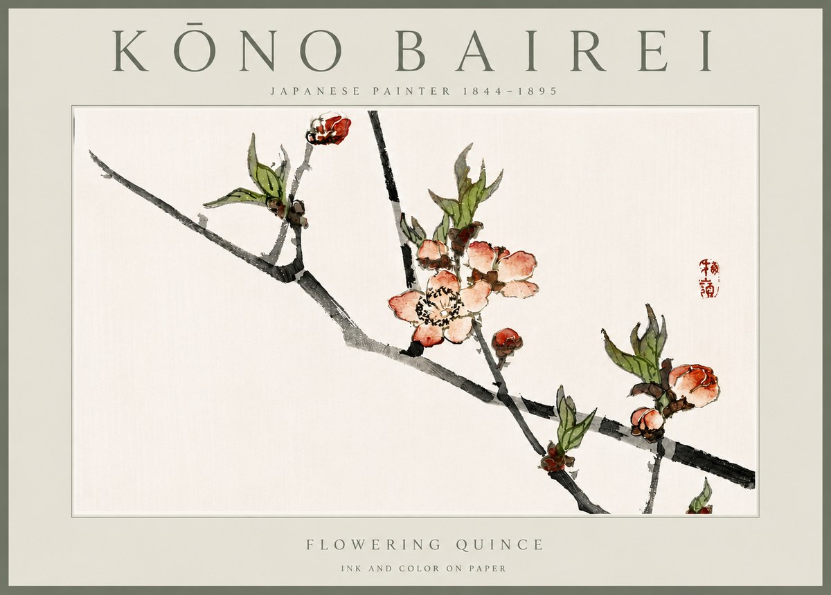 Kōno Bairei Flowering Quince No6 - Juliste