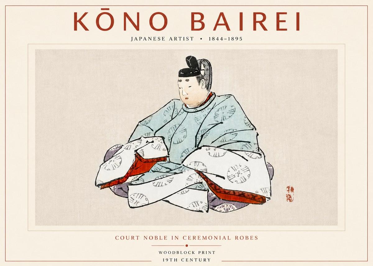 Kōno Bairei Court Noble in Ceremonial Robes No4 - Juliste