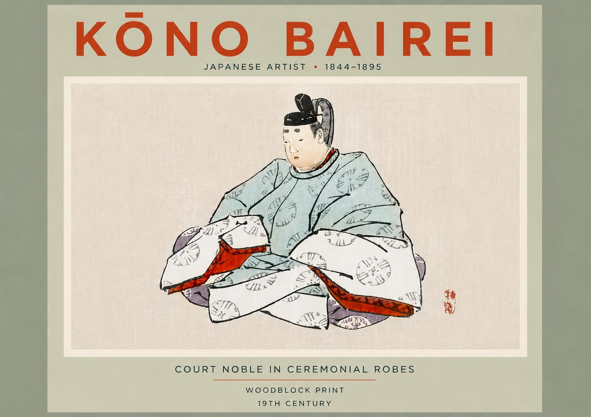Kōno Bairei Court Noble in Ceremonial Robes No5 - Juliste