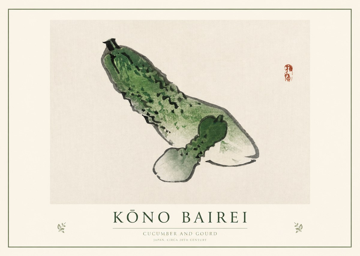 Kōno Bairei Cucumber and Gourd No1 - Juliste