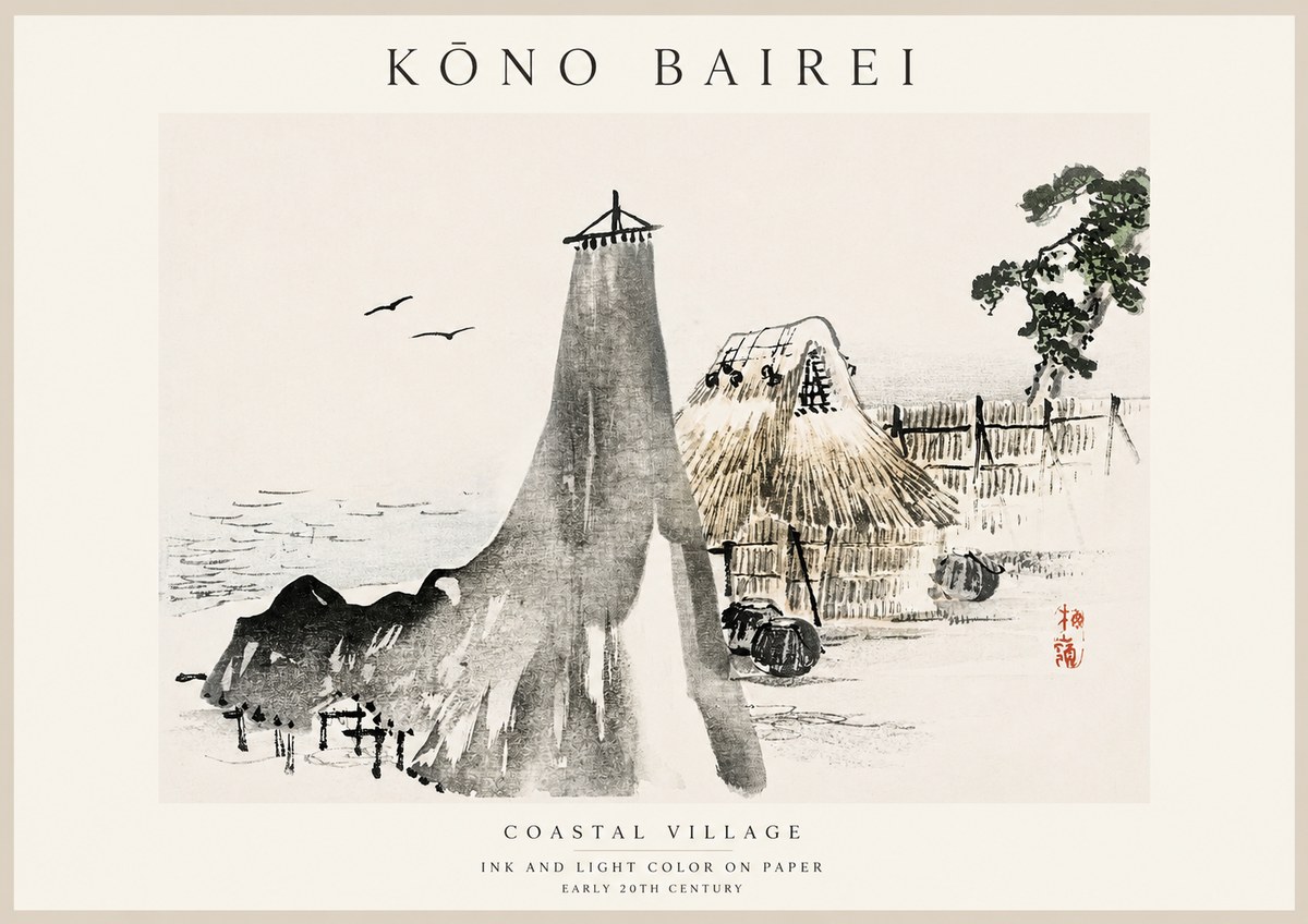 Kōno Bairei Coastal Village No1 - Juliste