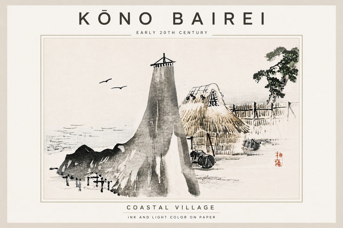 Kōno Bairei Coastal Village No5 - Juliste