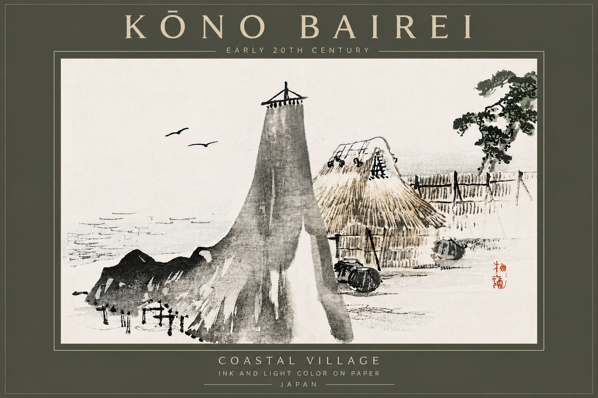 Kōno Bairei Coastal Village No6 - Juliste