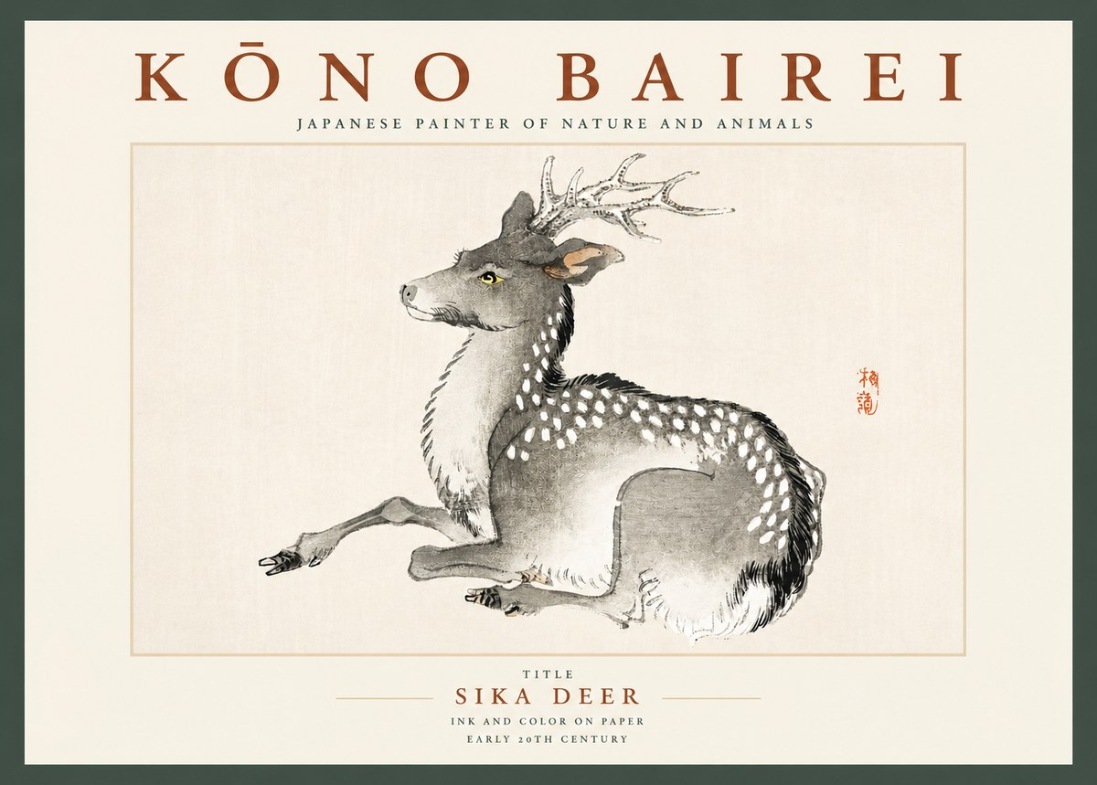 Kōno Bairei Sika Deer No2 - Juliste