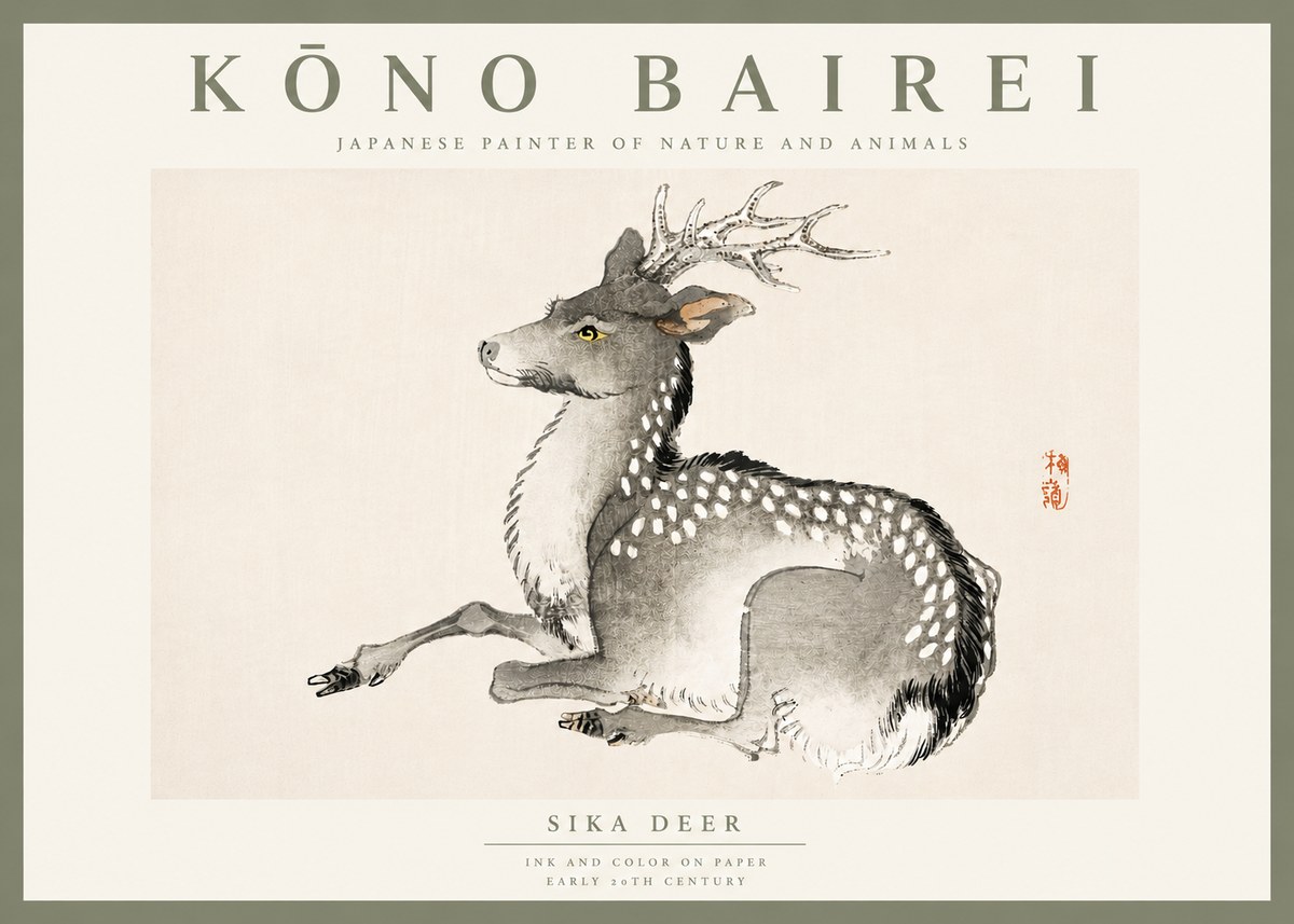 Kōno Bairei Sika Deer No5 - Juliste