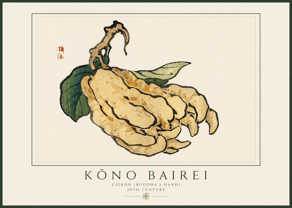 Kōno Bairei Citron (Buddha's Hand) No3 - Juliste