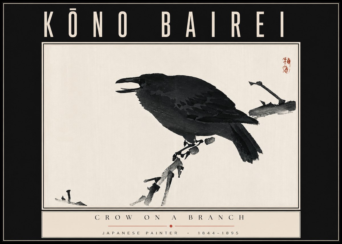 Kōno Bairei Crow on a Branch No4 - Juliste