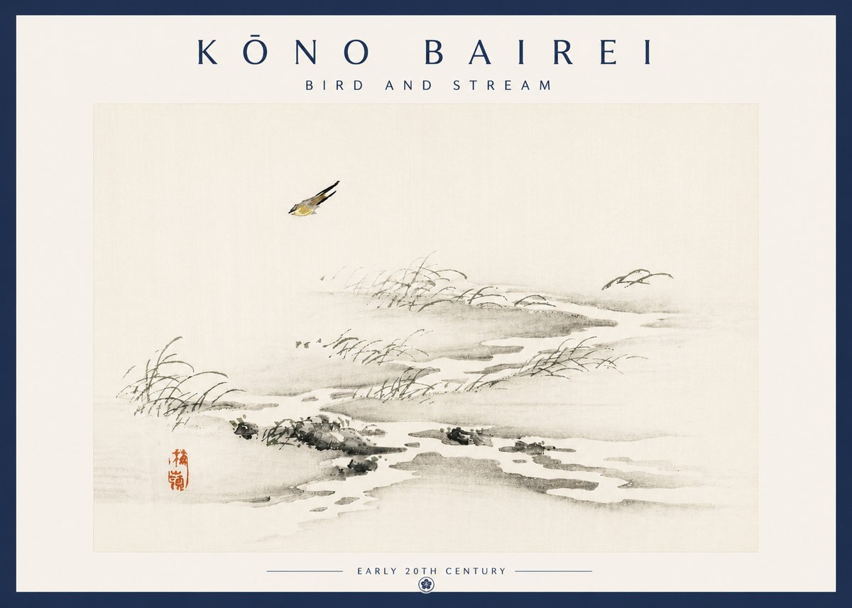 Kōno Bairei Bird and Stream No6 - Juliste