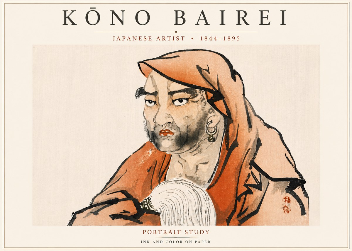 Kōno Bairei Portrait Study No3 - Juliste