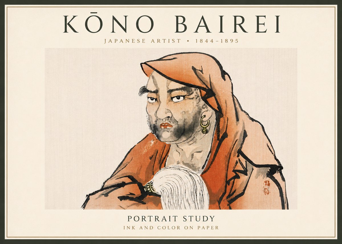 Kōno Bairei Portrait Study No5 - Juliste