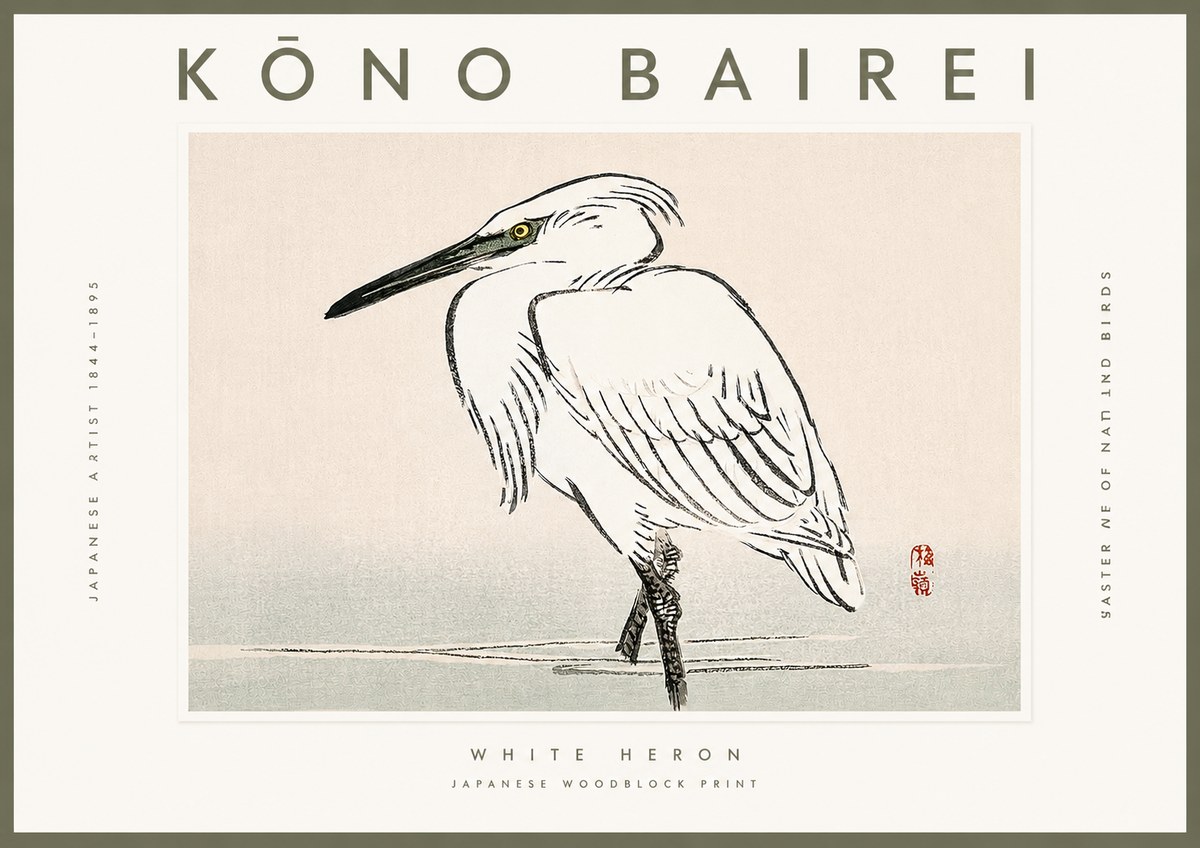 Kōno Bairei White Heron No2 - Juliste
