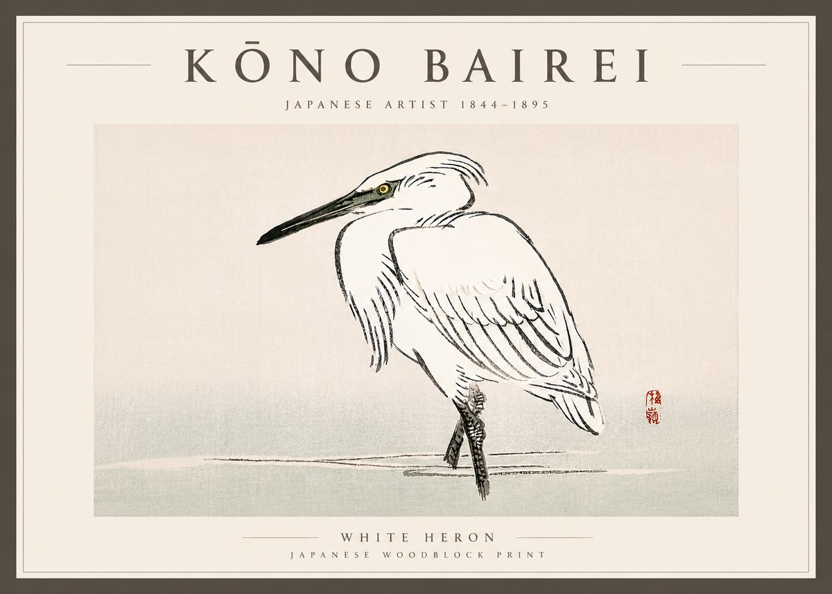 Kōno Bairei White Heron No6 - Juliste