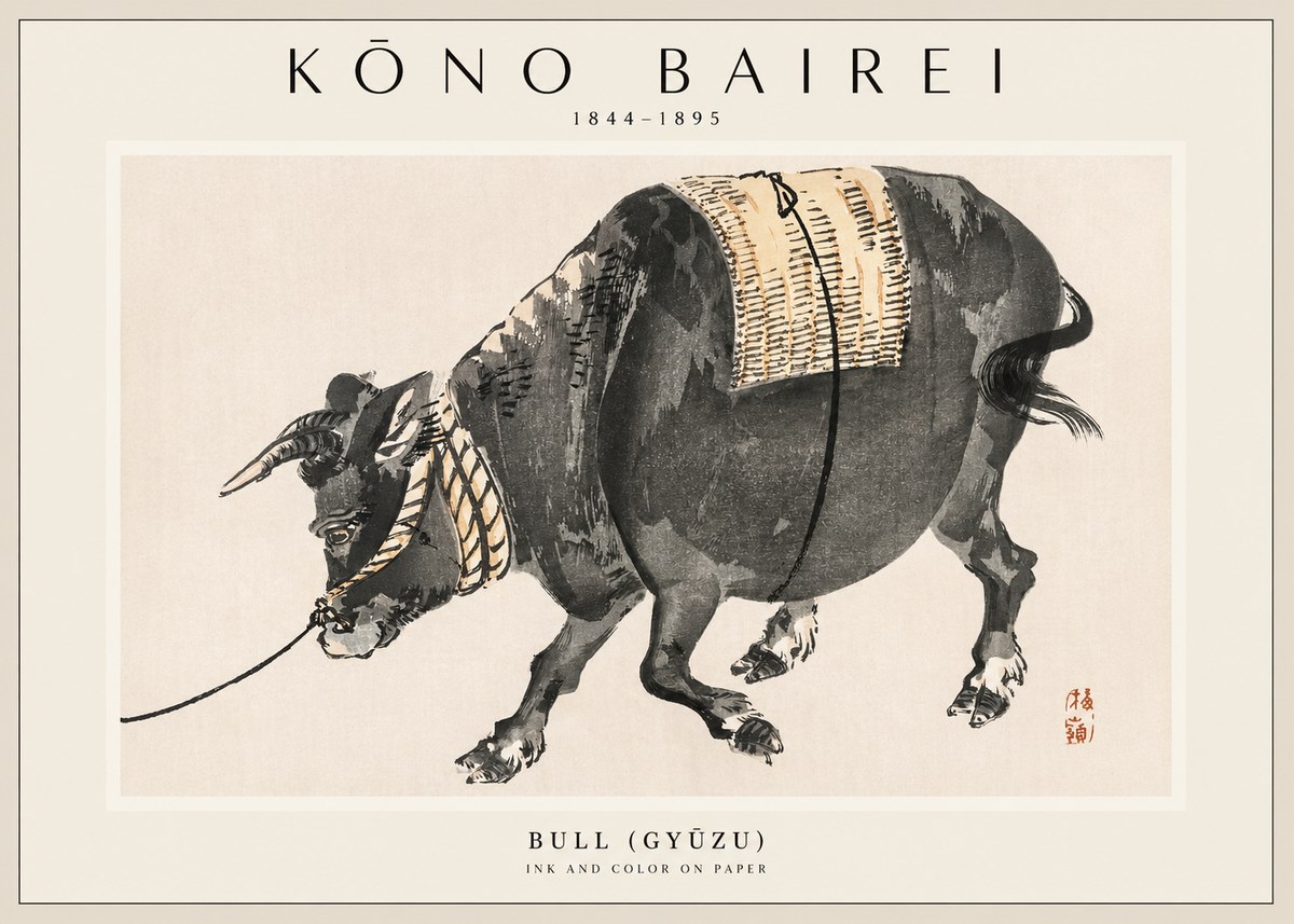 Kōno Bairei Bull (Gyūzu) No1 - Juliste