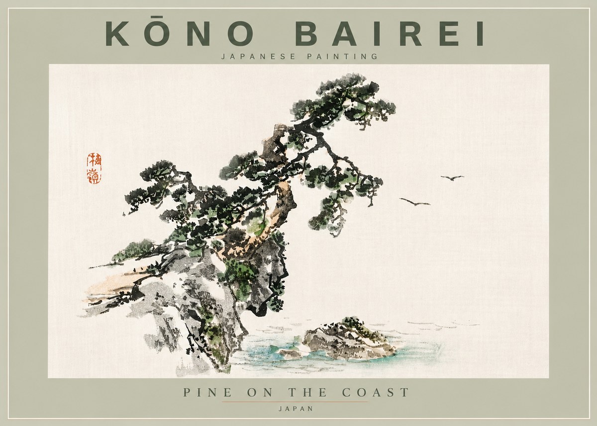 Kōno Bairei Pine on the Coast No4 - Juliste