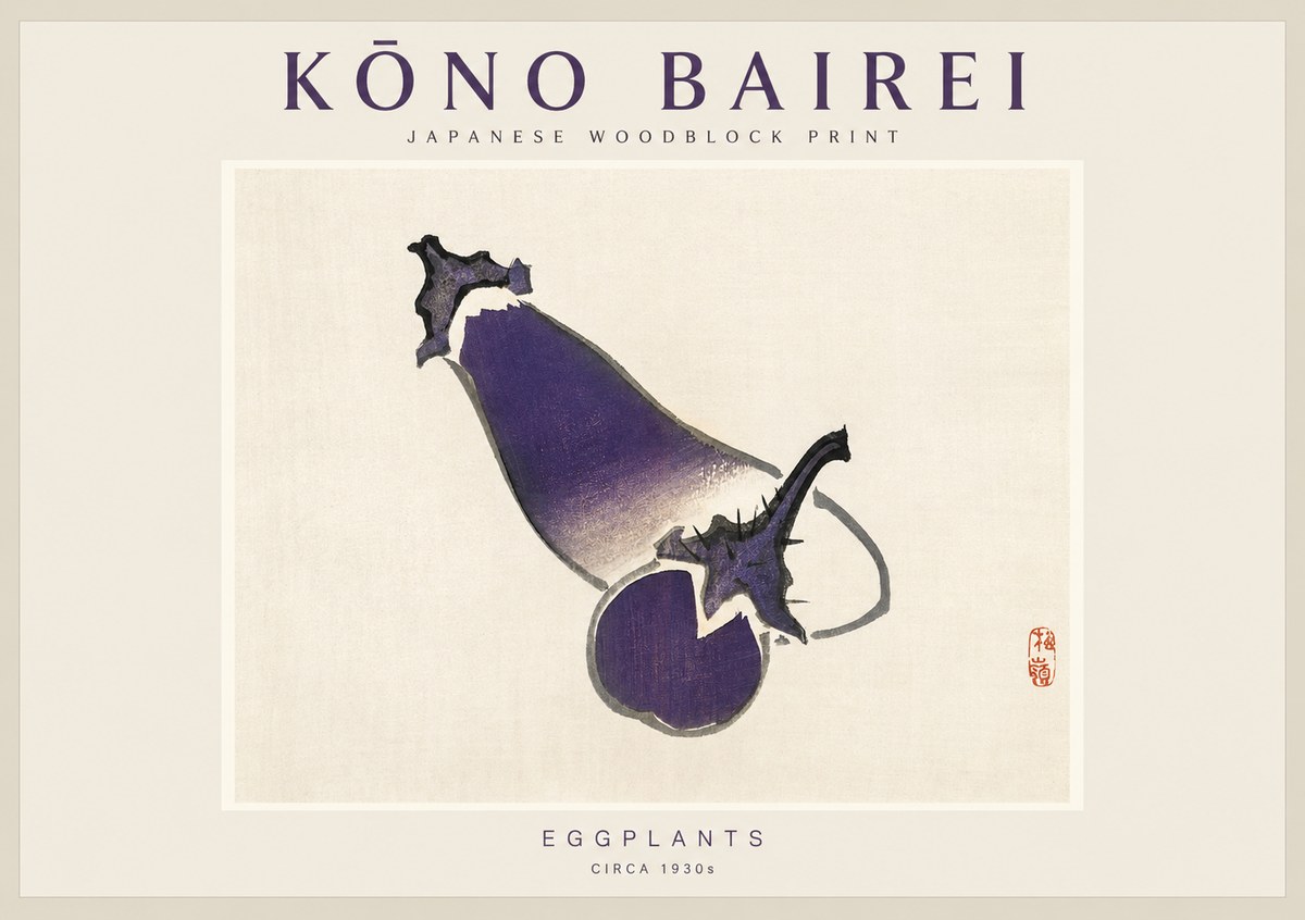 Kōno Bairei Eggplants No1 - Juliste