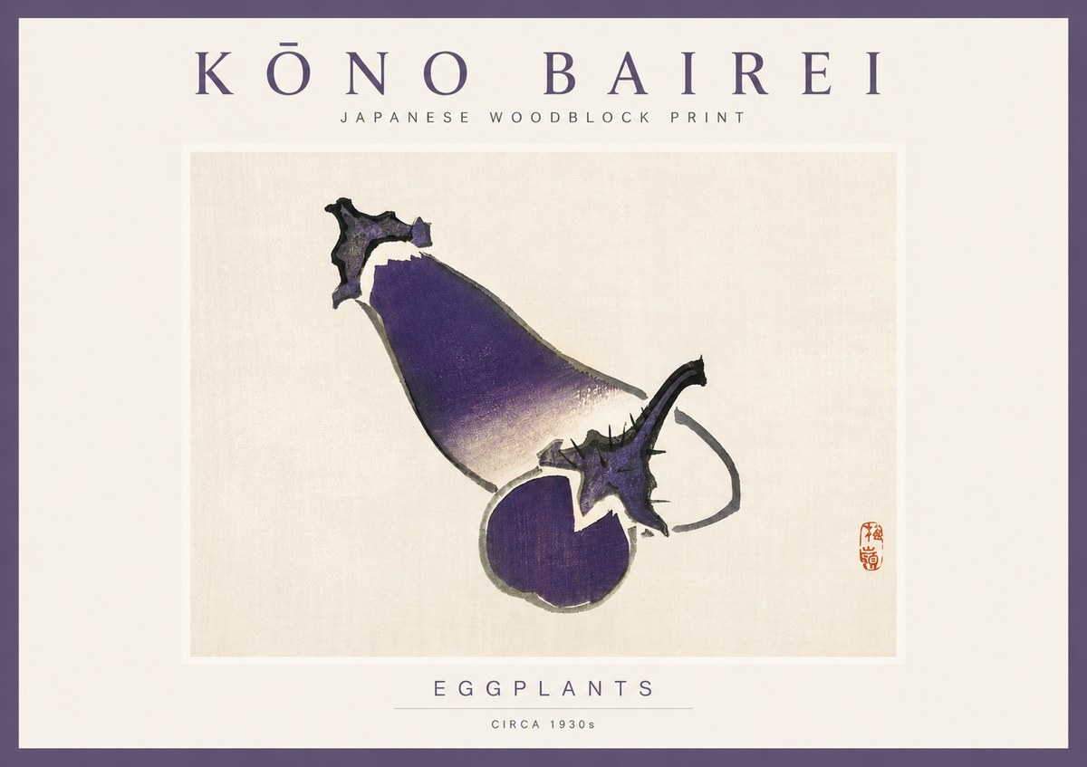Kōno Bairei Eggplants No2 - Juliste